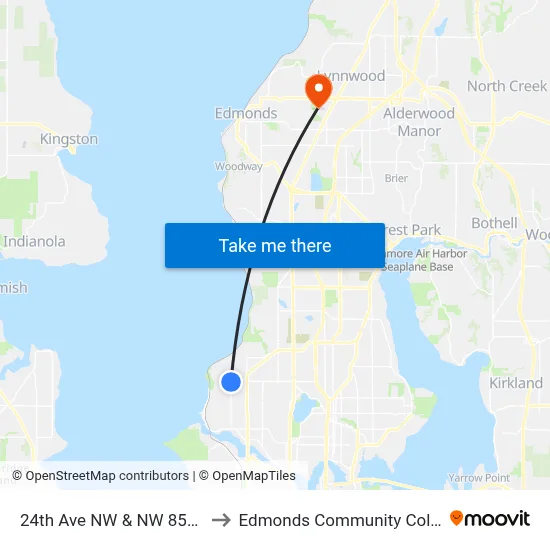 24th Ave NW & NW 85th St to Edmonds Community College map