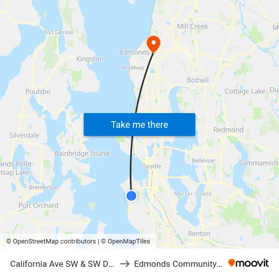 California Ave SW & SW Dawson St to Edmonds Community College map