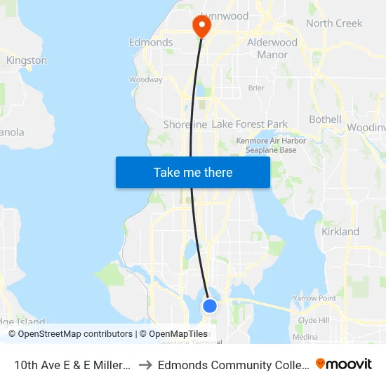 10th Ave E & E Miller St to Edmonds Community College map