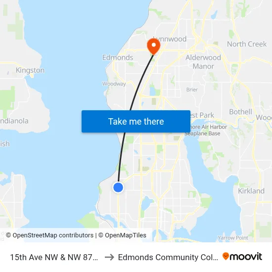 15th Ave NW & NW 87th St to Edmonds Community College map