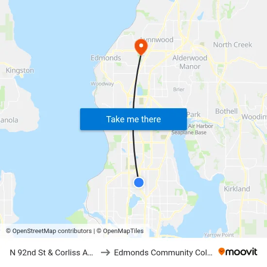 N 92nd St & Corliss Ave N to Edmonds Community College map