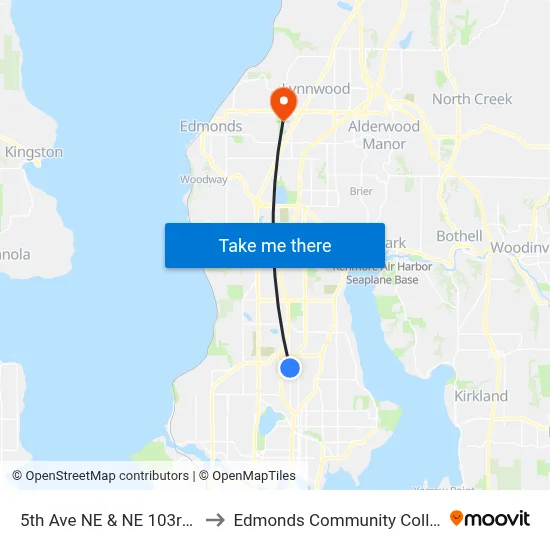 5th Ave NE & NE 103rd St to Edmonds Community College map