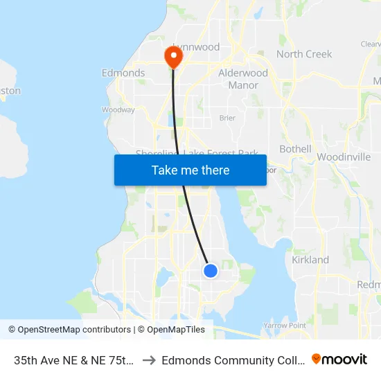 35th Ave NE & NE 75th St to Edmonds Community College map