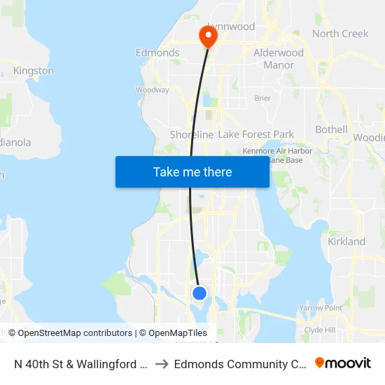 N 40th St & Wallingford Ave N to Edmonds Community College map