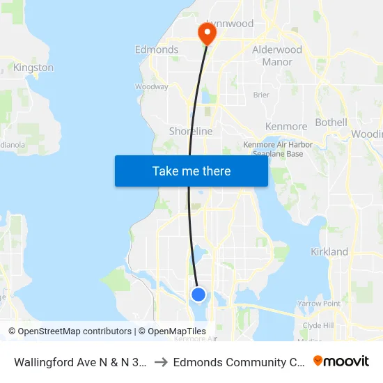 Wallingford Ave N & N 37th St to Edmonds Community College map
