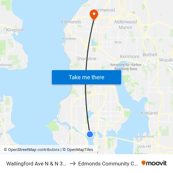 Wallingford Ave N & N 35th St to Edmonds Community College map