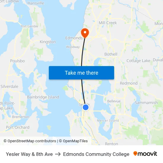 Yesler Way & 8th Ave to Edmonds Community College map