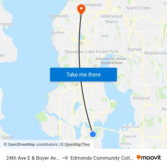 24th Ave E & Boyer Ave E to Edmonds Community College map