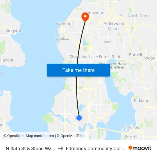 N 45th St & Stone Way N to Edmonds Community College map