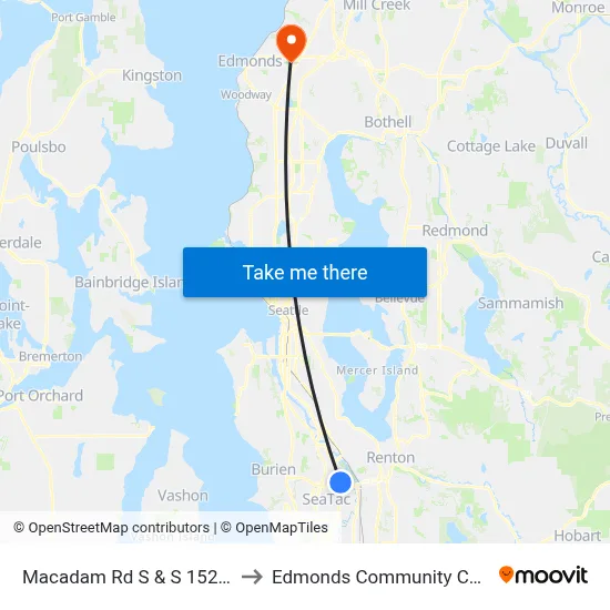 Macadam Rd S & S 152nd St to Edmonds Community College map