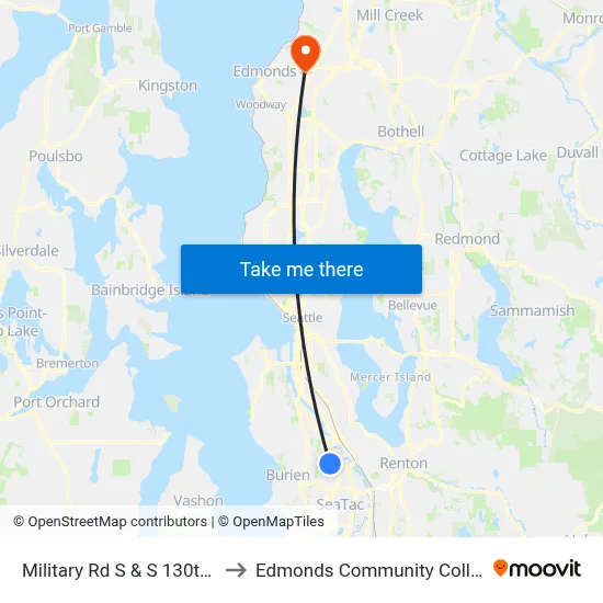 Military Rd S & S 130th Pl to Edmonds Community College map