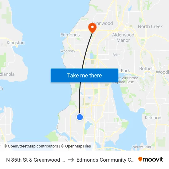 N 85th St & Greenwood Ave N to Edmonds Community College map
