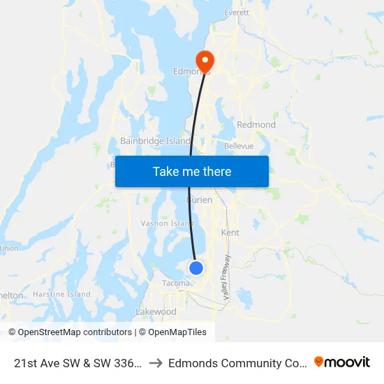 21st Ave SW & SW 336th St to Edmonds Community College map