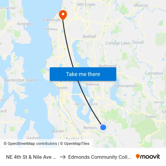 NE 4th St & Nile Ave NE to Edmonds Community College map