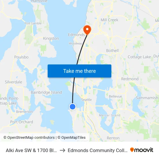 Alki Ave SW & 1700 Block to Edmonds Community College map