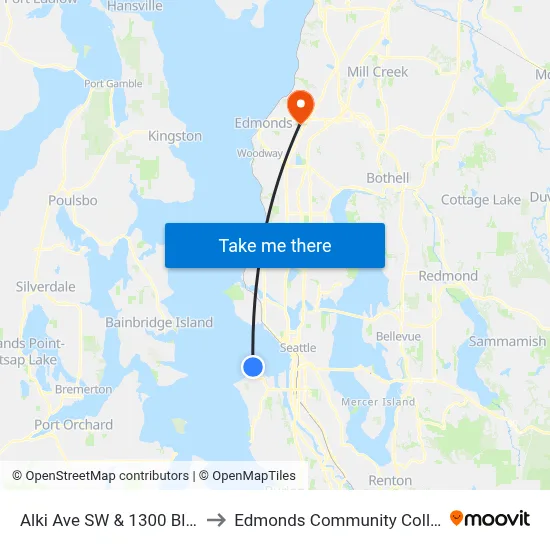 Alki Ave SW & 1300 Block to Edmonds Community College map