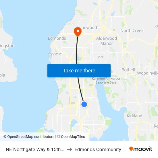 NE Northgate Way & 15th Ave NE to Edmonds Community College map