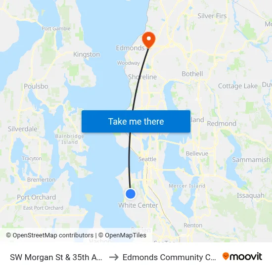 SW Morgan St & 35th Ave SW to Edmonds Community College map