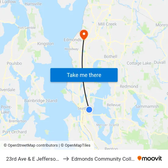 23rd Ave & E Jefferson St to Edmonds Community College map