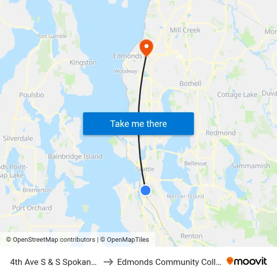 4th Ave S & S Spokane St to Edmonds Community College map