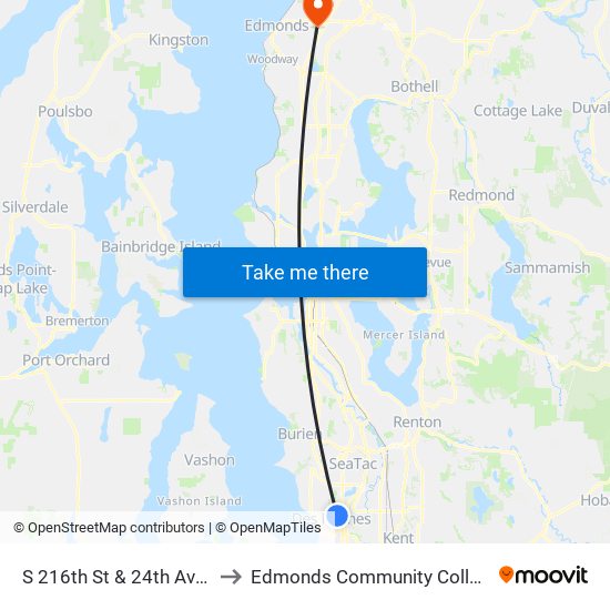 S 216th St & 24th Ave S to Edmonds Community College map