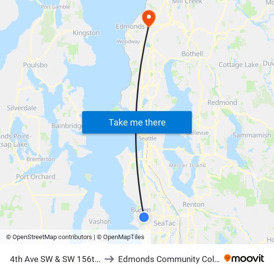 4th Ave SW & SW 156th St to Edmonds Community College map