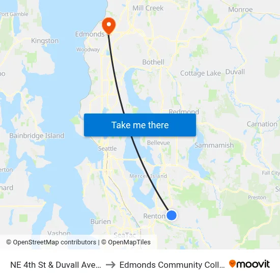 NE 4th St & Duvall Ave NE to Edmonds Community College map
