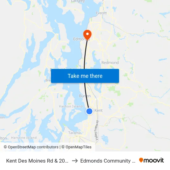 Kent Des Moines Rd & 20th Ave S to Edmonds Community College map
