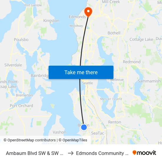 Ambaum Blvd SW & SW 148th St to Edmonds Community College map