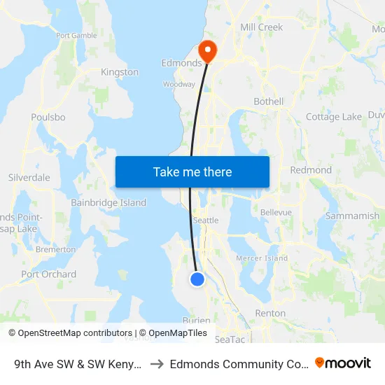 9th Ave SW & SW Kenyon St to Edmonds Community College map