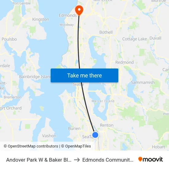 Andover Park W & Baker Blvd - Bay 2 to Edmonds Community College map