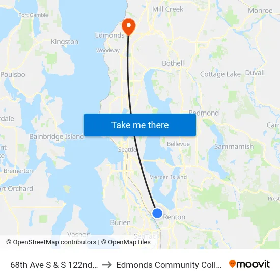 68th Ave S & S 122nd St to Edmonds Community College map