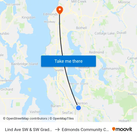 Lind Ave SW & SW Grady Way to Edmonds Community College map