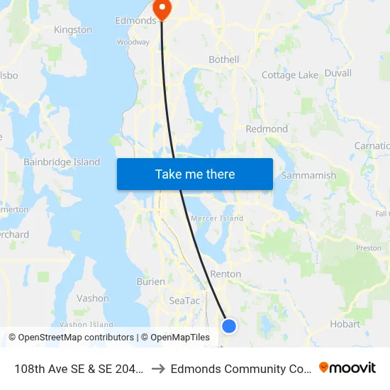 108th Ave SE & SE 204th St to Edmonds Community College map
