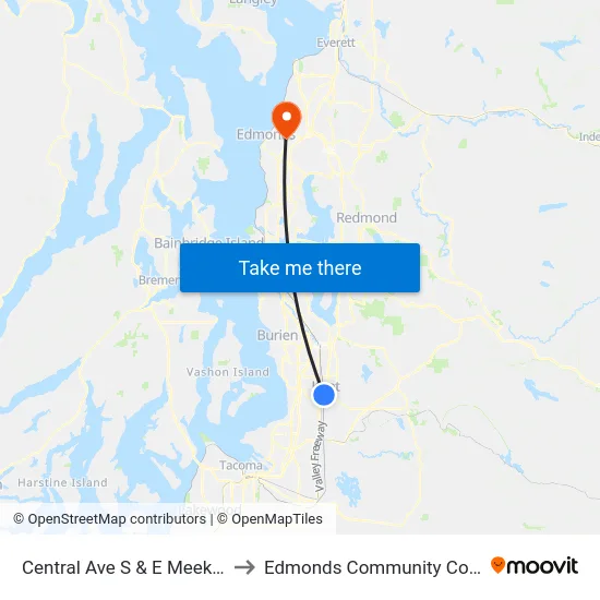 Central Ave S & E Meeker St to Edmonds Community College map