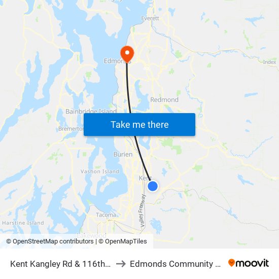 Kent Kangley Rd & 116th Ave SE to Edmonds Community College map