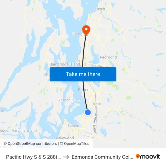 Pacific Hwy S & S 288th St to Edmonds Community College map