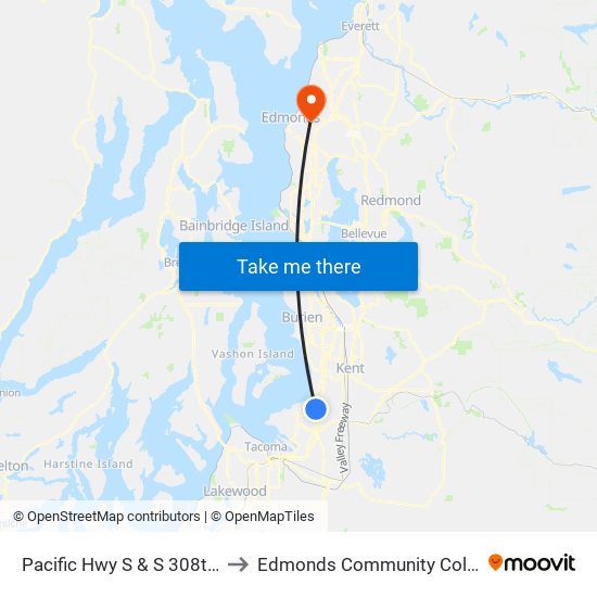 Pacific Hwy S & S 308th St to Edmonds Community College map