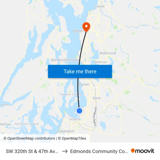 SW 320th St & 47th Ave SW to Edmonds Community College map