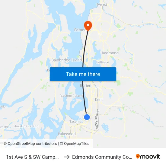 1st Ave S & SW Campus Dr to Edmonds Community College map