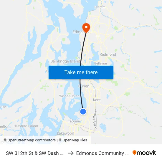 SW 312th St & SW Dash Point Rd to Edmonds Community College map