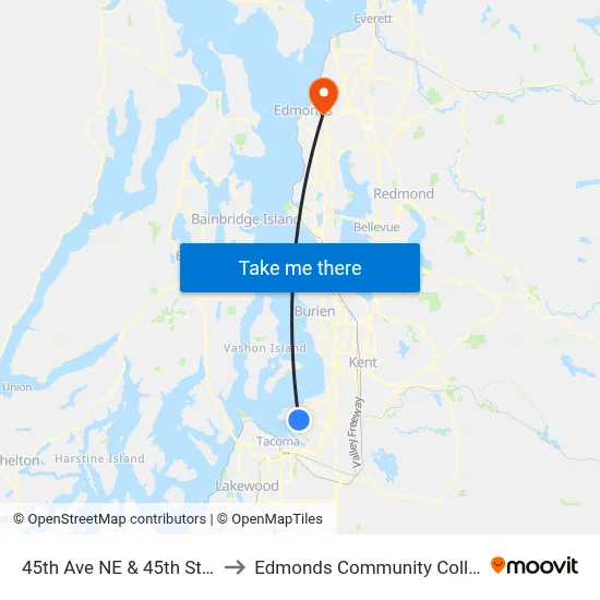 45th Ave NE & 45th St NE to Edmonds Community College map