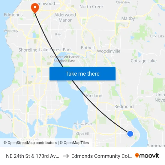NE 24th St & 173rd Ave NE to Edmonds Community College map