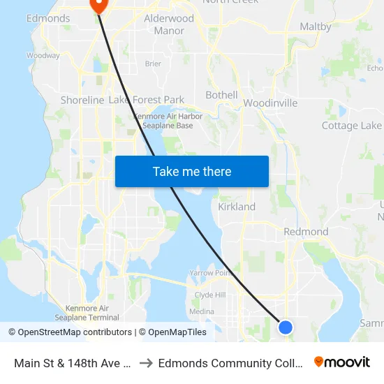 Main St & 148th Ave NE to Edmonds Community College map