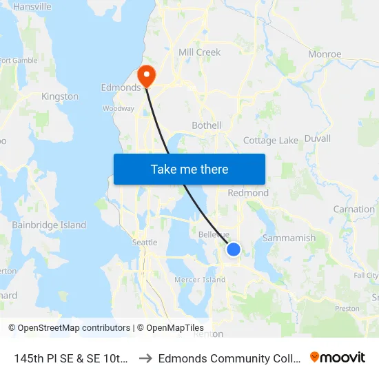 145th Pl SE & SE 10th St to Edmonds Community College map