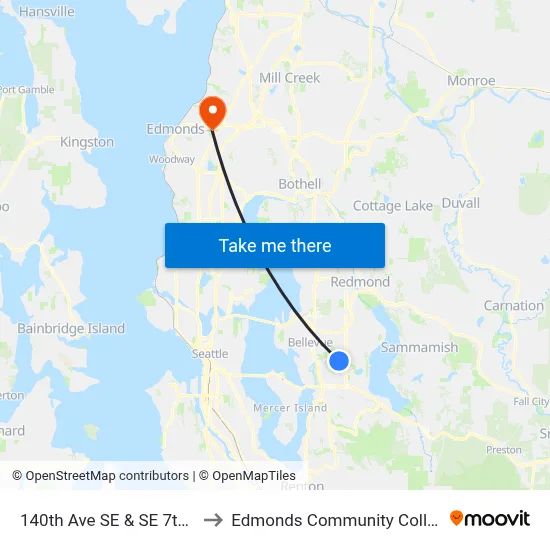 140th Ave SE & SE 7th St to Edmonds Community College map