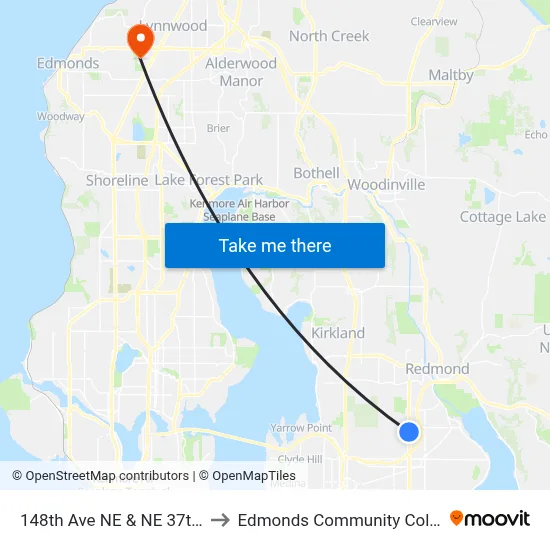 148th Ave NE & NE 37th Pl to Edmonds Community College map