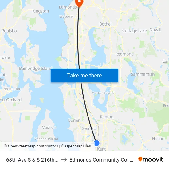 68th Ave S & S 216th St to Edmonds Community College map