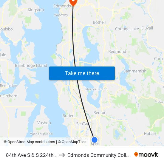 84th Ave S & S 224th St to Edmonds Community College map