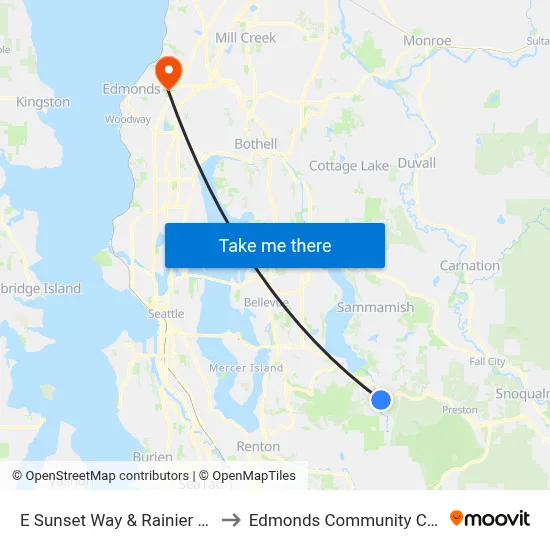 E Sunset Way & Rainier Blvd S to Edmonds Community College map